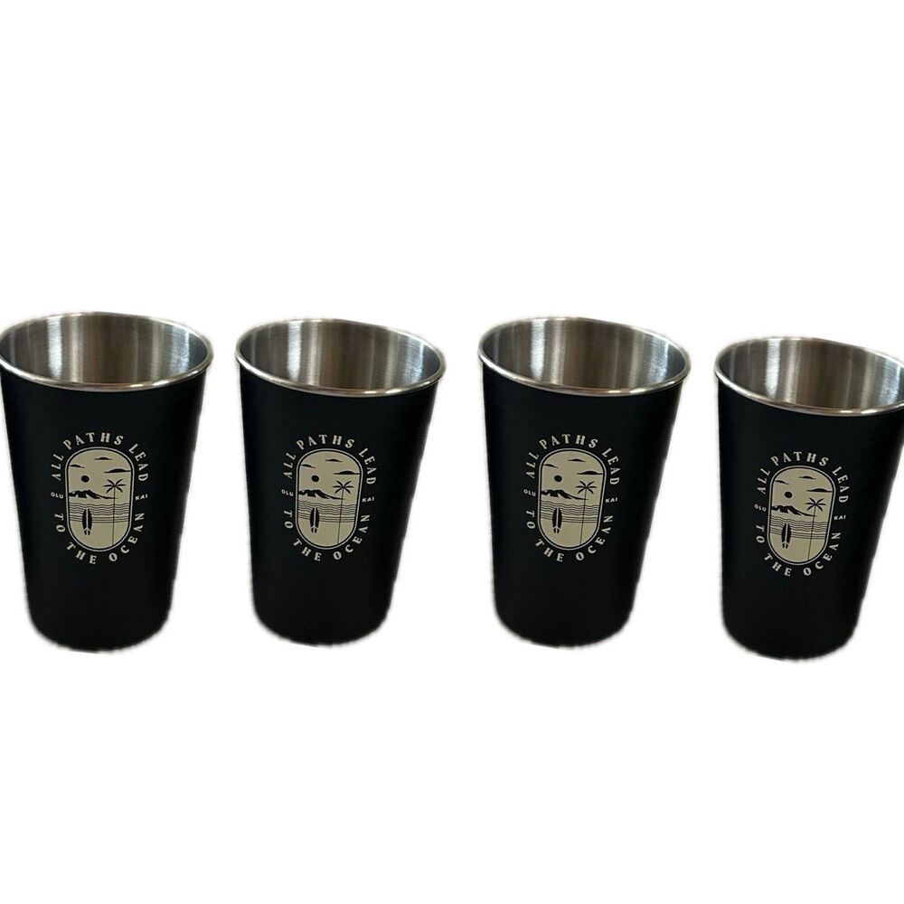 OluKai NWOT Set Of 4 Hawaiian Stainless Steel Hot Cold Stackable Tumblers Cups